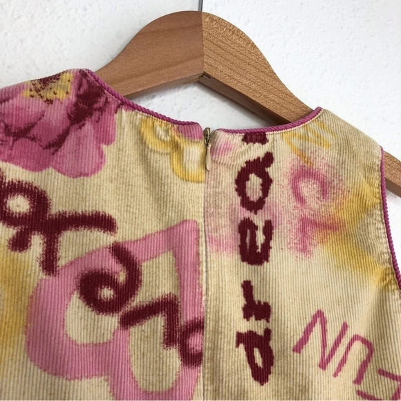 Zara dress sleeveless tan corduroy with purple flowers size 5 years - Picture 4 of 9